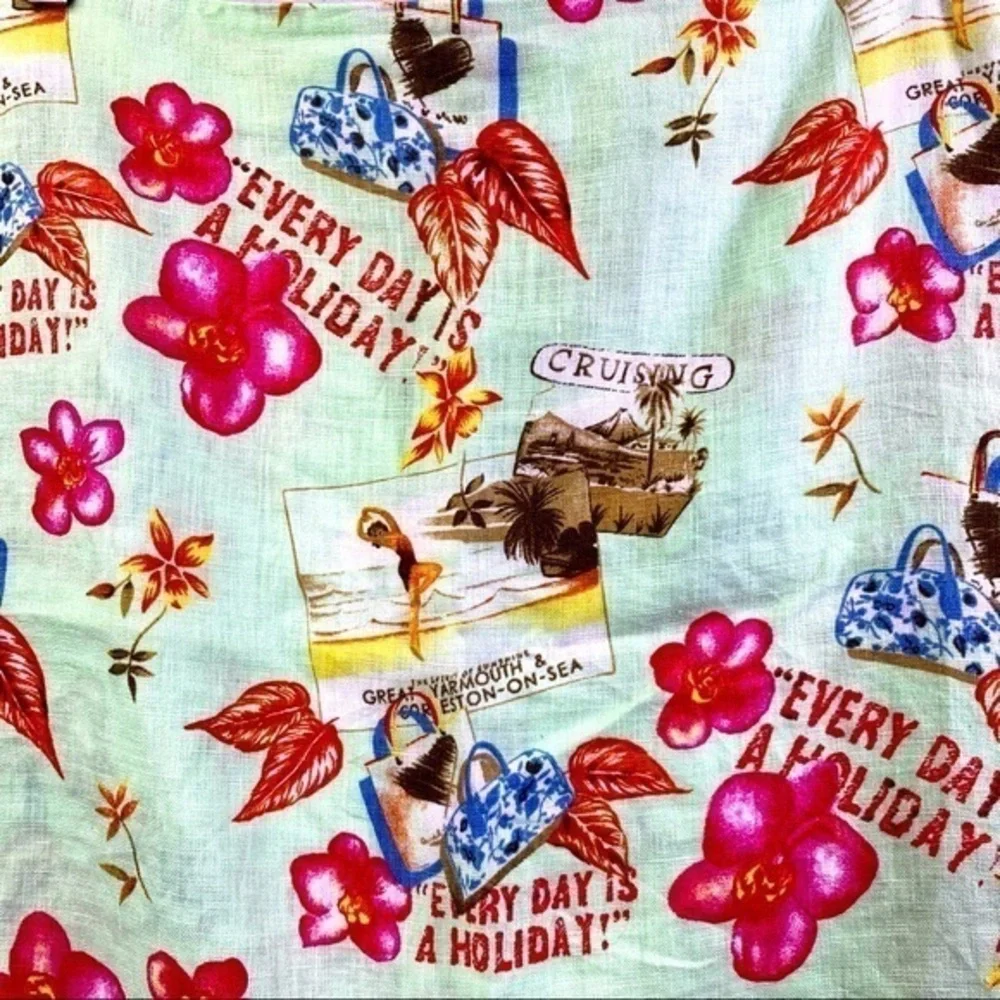 DANDY by RANDI M. Green Tropical Floral Holiday Linen Mini‎ Skirt